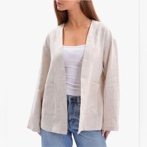 100% Linen Lightweight Long Sleeve Open-Front Cardigan